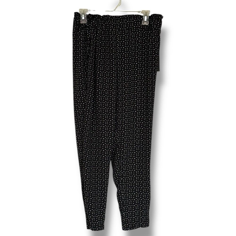 One By Chapter One Jogger Black Dotted Capri Pull On Pants S NWT
